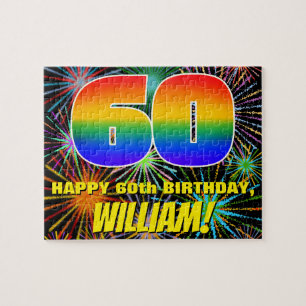 60e verjaardag: Fun, kleurrijk gevuurwerk Legpuzzel