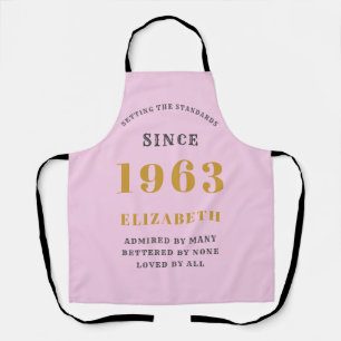 60e verjaardag Geboren 1965 Pink Grey Lady's Schort