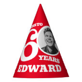 60e verjaardag gepersonaliseerde foto wit rood feesthoedjes (Voorkant)