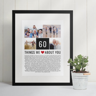 60e verjaardag Gift Dingen waar we dol op zijn van Poster