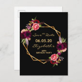 60e verjaardag gijzelaar zwart sparen de datum briefkaart (Voorkant / Achterkant)