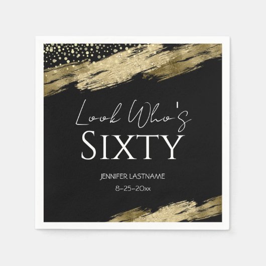 60e verjaardag Gold Black Kijk wie Napkins is Servet (Voorkant)