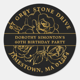 60e verjaardag Gold Roos retour adreslabel Ronde Sticker