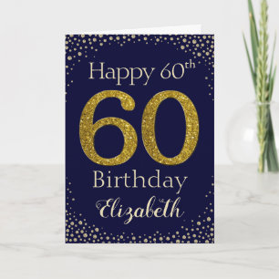 60e verjaardag Golden Glitter Card Kaart