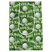 60e verjaardag Golf Balls op Grass Medium Gift Bag Medium Cadeauzakje (Achterkant)