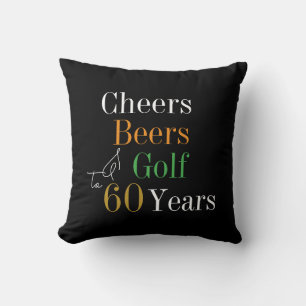 60e verjaardag Golf Cheers Beers Zwart Goud Kussen