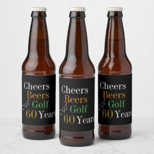 60e verjaardag Golf Proost Beers Zwart Goud Party Bier Etiket