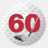 60e verjaardag golfbal ontwerp ronde sticker (Voorkant)