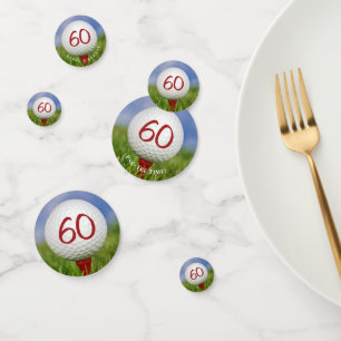 60e verjaardag golfbal op rood t-shirt confetti