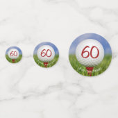 60e verjaardag golfbal op rood t-shirt confetti (Voorkanten)