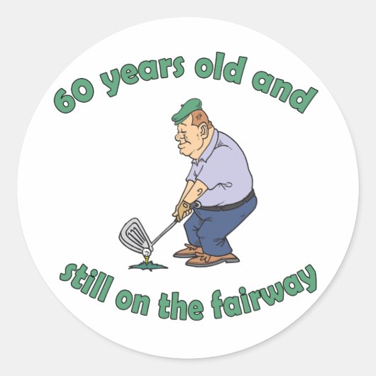 60e verjaardag Golfer Gag Gift Ronde Sticker (Voorkant)