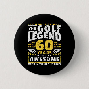 60e verjaardag golfspeler 60 jaar oud golfer ronde button 5,7 cm