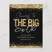 60e verjaardag Goud Zwart Save the Date-ansichtkaa Briefkaart (Voorkant)
