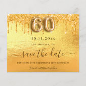 60e verjaardag gouden glitters bewaar de datum kaa (Voorkant)