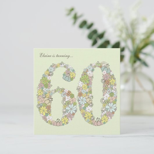 60e verjaardag Groene bloei Aangepaste Uitnodiging (Staand voorkant)