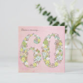 60e verjaardag Groene bloei Aangepaste Uitnodiging (Staand voorkant)