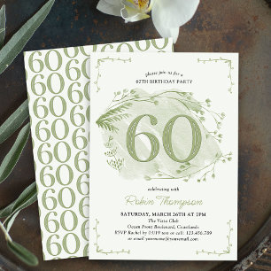60e verjaardag Groene tere wilde bloem nummer 60 Kaart