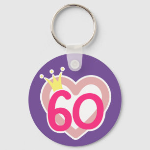 60e verjaardag hart prinses kroon roze sleutelhanger