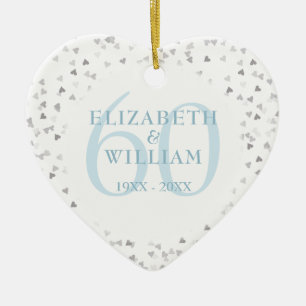 60e verjaardag Harten Confetti Keramisch Ornament