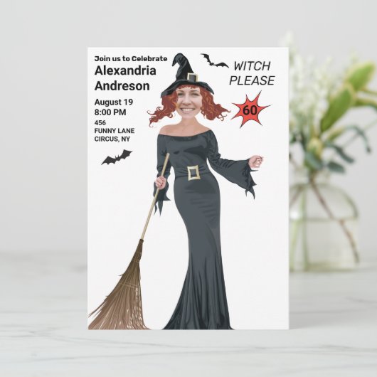 60e verjaardag heks alsjeblieft 🧙 grappig vrouwen kaart (Staand voorkant)