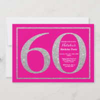 60e verjaardag Hot Pink en Silver Glitter