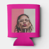 60e Verjaardag Hot Pink Gold Photo Template Blikjeskoeler (Achterkant)