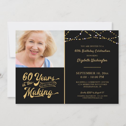 60e Verjaardag JAREN IN HET MAKEN van String Light Kaart (Voorkant)