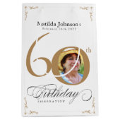 60e verjaardag kalligrafie script goud wit foto medium cadeauzakje (Voorkant)