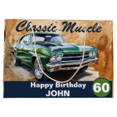 60e verjaardag, klassieke spier auto grote geschen groot cadeauzakje (Achterkant)