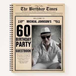 60e Verjaardag Krant Custom Gastenboek Notitieboek
