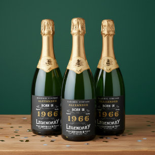 60e verjaardag Legende Voeg uw naam toe 1966 Vinta Sparkling Wijnetiket