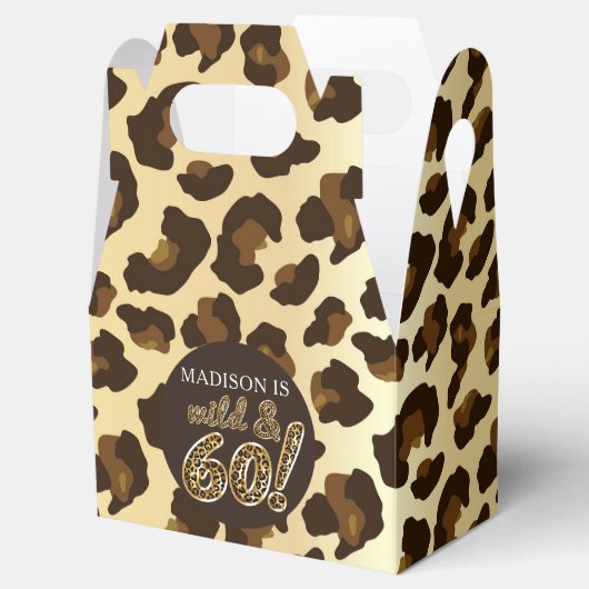 60e verjaardag Leopard Balloon Script Bedankdoosjes (Geopend)