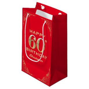 60e verjaardag Lijst van Red en Gold Glitter Klein Cadeauzakje