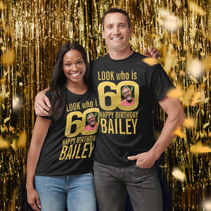 60e verjaardag look 60 aangepaste gouden foto en n t-shirt