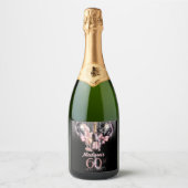 60e Verjaardag Luxe Roos Sparkling Wijnetiket (Voorkant)