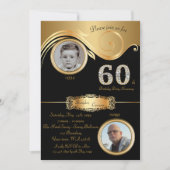 60e, Verjaardag Man 60e, elegant art deco, zwart g Kaart (Voorkant)