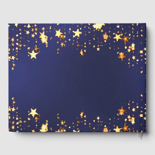60e Verjaardag marine blauw goud sterren foto Gastenboek (Achterkant)