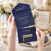 60e verjaardag marineblauw goud rsvp