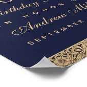 60e verjaardag marinescheepvaart Blue Gold Rozen W Poster (Hoek)