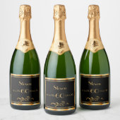 60e verjaardag met elegant zwart en goud sparkling wijnetiket (Flessen)