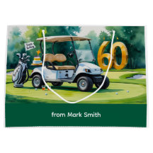 60e verjaardag met golfkar waterverf