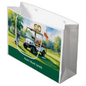 60e verjaardag met golfkar waterverf groot cadeauzakje (Voorkant Gekanteld)