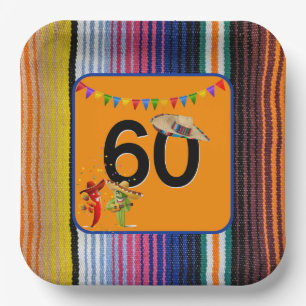 60e verjaardag Mexicaans ontwerp Papieren Bordje