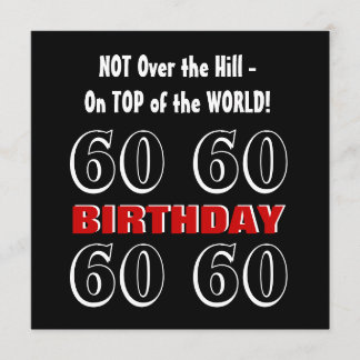 60e verjaardag Modern Red Silver Black Funny W1028 Kaart