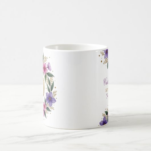 60e Verjaardag Mok – Bloemenkrans met gouden numme (Center)