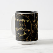 60e verjaardag Mok in zwart-wit en goud (Voorkant links)