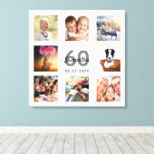 60e verjaardag: Monogram voor het collage van witt Canvas Afdruk (Insitu (Houten vloer))