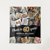 60e verjaardag Multi foto achtergrond Wandkleed (Voorkant)