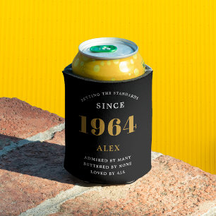 60e Verjaardag Naam 1964 Zwart Goud Elegant Chic Blikjeskoeler