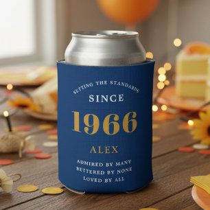 60e verjaardag naam 1966 Blauwe Gouden Elegante Ch Blikjeskoeler